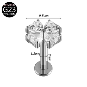 Boucles d'oreilles F136 en titane vert à dos plat pour cartilage, labret, daith, hélix – Bijoux de piercing corporel pour femmes - Product Image 5