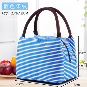 Sac à lunch isotherme rayé bleu 23x16x19cm avec poignée pour les trajets quotidiens et l'utilisation en extérieur - Product Image 1