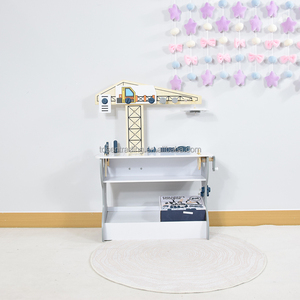 Ensemble de jeu éducatif pour enfants, établi en bois avec grue, table de jeu de construction Montessori pour tout-petits - Product Image 2