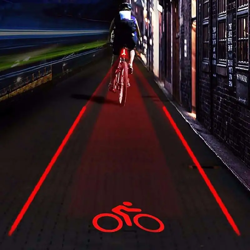 New Arrival Night Cycling Projector Tail light Outdoor 5 LED 2 Laser Bike Safety Warning Rear Light With Logo Laser Projection