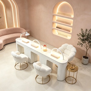 Table de manucure M2 de luxe moderne pour salon et <span class=keywords><strong>bar</strong></span> <span class=keywords><strong>à</strong></span> <span class=keywords><strong>ongles</strong></span>, en bois <span class=keywords><strong>à</strong></span> double courbure, avec collecteur de poussière, multiples rangements et fonctionnalités prêtes <span class=keywords><strong>à</strong></span> l'emploi - Product Image 5