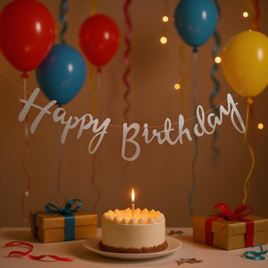 Feliz Cumpleaños, Guirnalda Plateada de 4 Metros, 6 Piezas, Decoración para Fiesta - Product Image 3