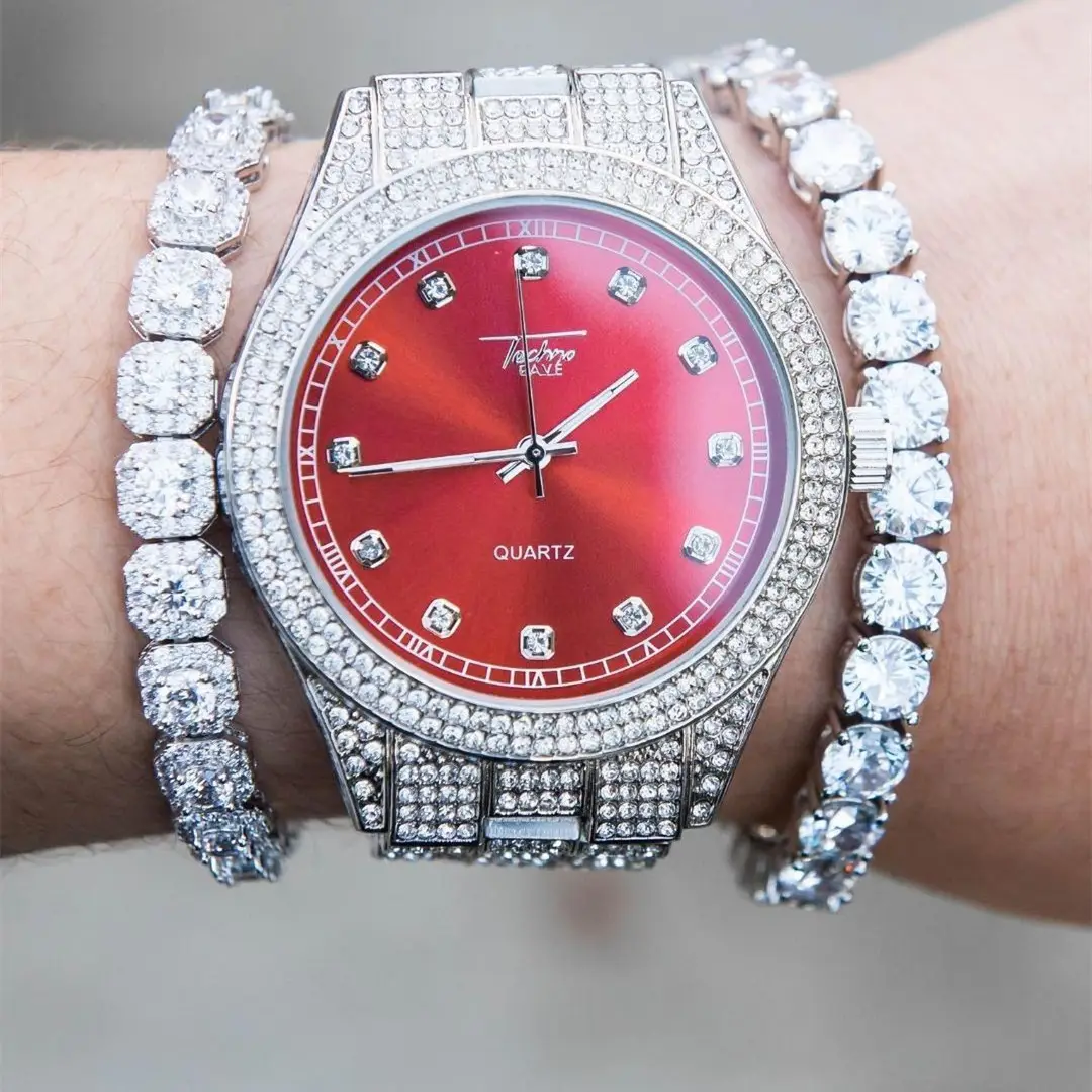 Luxury Hiphop Stainless Steel Real Moissanite Bezel Watch Full S925 Silver Real Diamond Can Pass Diamond Tester Wrist Hand Chain
