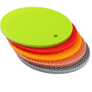 Posavasos Redondos de Silicona, Protectores de Cocina, Aislantes del Calor para Ollas y Platos, Diseño de Panal, Reutilizables, para Mesa - Product Image 4