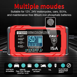 2026年新型E-MaLX 12V15A/24V8Aスマートパルス修復機能付き自動車・バイク用バッテリー充電器（OCP、OVP、OTP、SCP搭載） - Product Image 5