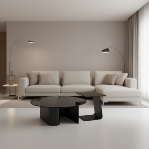 Tavolino da Caffè Moderno con Piano in Vetro Temperato e Struttura in Metallo, Design a Incastro per Arredamento Soggiorno - Product Image 2