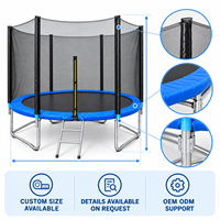 Trampoline de fitness pliable de 8 pieds, cadre en acier PVC rond avec filet de protection pour enfants et adultes