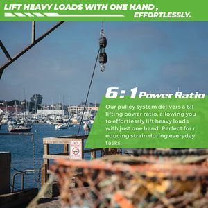 Système de poulie de levage à corde manuel noir polypropylène 50ft 2000 lb avec boucles souples 2PK 18 pouces - Product Image 4