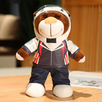 Peluche ours en peluche motard avec casque amovible, mascotte personnalisée pour entreprise