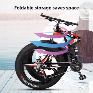 Bicicletta Pieghevole con Pneumatici Larghi da 26 Pollici in Acciaio ad Alto Tenore di Carbonio, Ruote Grandi e Spesse, Freni a Doppio Disco, Ammortizzazione, Mountain Bike Fuoristrada - Product Image 2