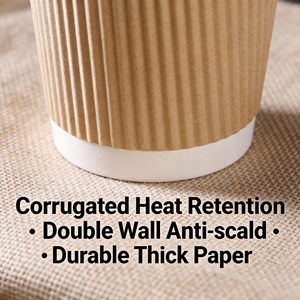Custom Printed Corrugated Insulated Disposable Coffee <strong>Paper</strong> <strong>Cups</strong> with Lids for Commercial Hot Drinks Takeaway - Product Image 2