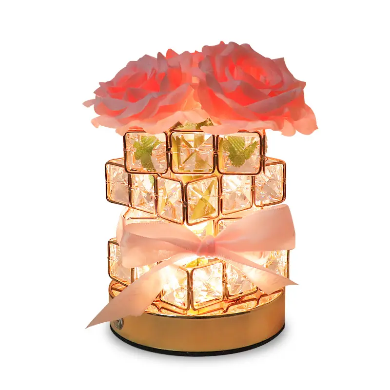 مصباح ليلي من الكريستال LED ، مصباح مكتب بجانب السرير للمنزل ، ديكور حفل الزفاف ، مصباح طاولة الأوروبي ، زهرة الورد