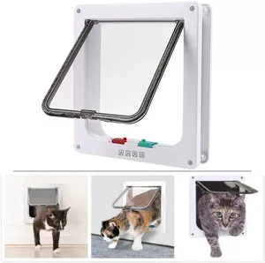 Porte pour animaux de compagnie verrouillable à 4 modes, porte à <span class=keywords><strong>double</strong></span> <span class=keywords><strong>sens</strong></span> pour chat et chien, pour porte en verre ou en bois - Product Image 2