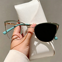 Lunettes de soleil photochromiques œil-de-chat surdimensionnées pour femmes, à changement de couleur, anti-lumière bleue, en métal, style optique, très tendance