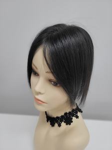 Perruque toupet à clipser en cheveux humains lisses mi-longs de 8 pouces, nouée à la main, de qualité supérieure, légère, couleurs naturelles, WIGTS, bonnet respirant - Product Image 3