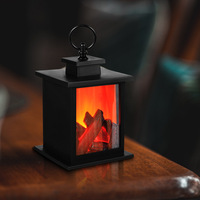 Lanterne de cheminée sans flamme Lanterne de cheminée à piles avec fausse flamme LED Lampe de cheminée intérieure extérieure