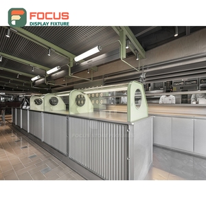 Freestanding Coffee Display Cabinet Wood Grain Finish Tall Vertical Display Cafe Merchandise Cabinet - Product Image 5