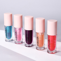 Eigen Merk Roze Verpakte Lip Plumper Gloss 5 Geurende Fruitoliën Langdurige Hydraterende Lipverzorging Tint Voedend