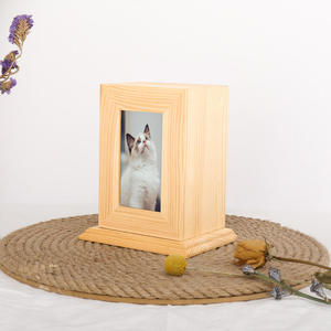 Toptan cenaze tedarik Pet ahşap kutu pet tabut evcil urn ahşap urn için fotoğraf çerçevesi ile kedi - Product Image 3