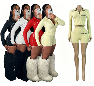 2026 Summer Custom Logo Women Yoga Set Jacket With Shorts Sports Gym Fitness Wear 2 Piece Workout Women's Tracksuit Sets Clothes - Product Image 1