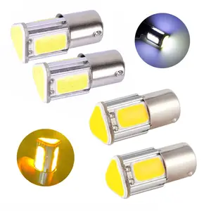  Feu arrière pour voiture, ampoules LED COB 12v, blanc brillant, jaune, 1156 1157, 2 pièces