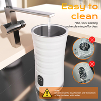 Mesin Pembuat Busa Susu Otomatis 4-in-1 Profesional untuk Rumah, Pembuat Kopi Elektrik dengan Pengaduk Susu dan Casing Plastik