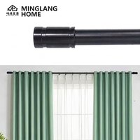 Tringle à rideaux en métal noir mat moderne, extensible, à rail unique, pour fenêtre de salle de bain