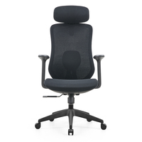Chaise de bureau ergonomique avec soutien lombaire adaptatif en maille, accoudoirs fixes, design moderne, pivotante, chaise de direction