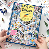 SIMNO Livre d'autocollants de paysages de centre commercial immersifs, mini-scènes de vie urbaine pour journalisation, scrapbooking et création de vos propres scènes
