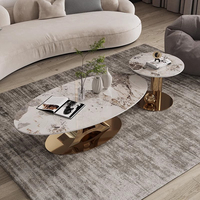 Ensemble de tables basses modernes pour salon en pierre frittée durable, table d'appoint minimaliste pour canapé