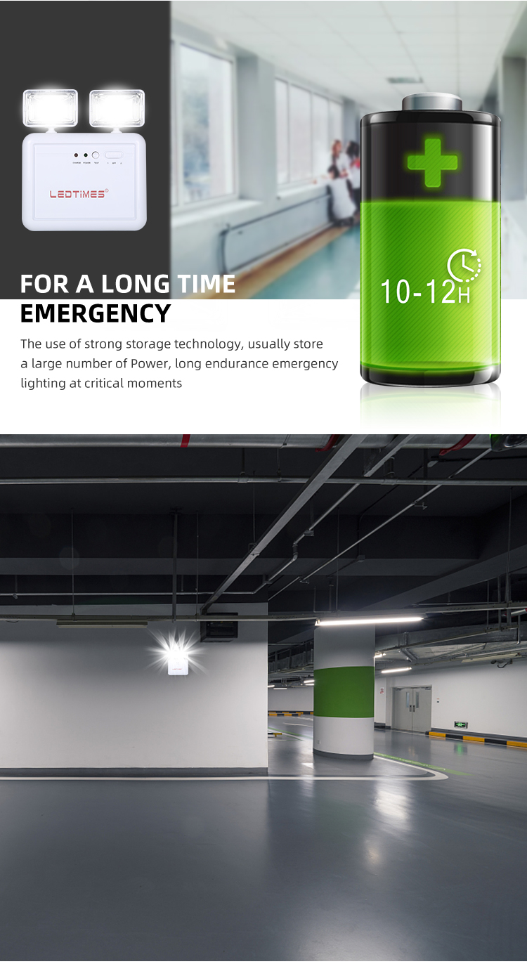 Good Quality 3.7V Adjustable Dual Heads Indoor Hotel 0.2W Portable Rechargeable Led Emergency Light