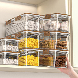 Caja de Almacenamiento Transparente Sellada con Tapa de Clip Rectangular para Alimentos Secos, Granos, Organizador de Refrigerador, Hecho en Zhejiang - Product Image 1