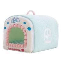 Lit pour chien détachable, lavable, en coton, confortable, portable, pour une utilisation toute l'année en extérieur, chaud, motif de dessin animé, accessoires pour chiens, chats et animaux de compagnie
