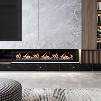 Meuble TV mural moderne en bois avec étagères à LED et foyer électrique, console multimédia pour salon