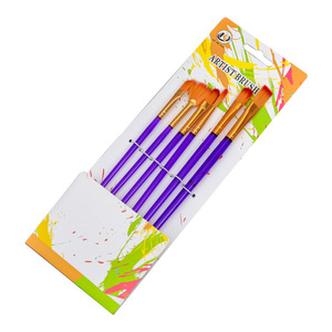 Ensemble de 6 pinceaux pour peinture à l'huile et à l'<span class=keywords><strong>aquarelle</strong></span>, manche en plastique, <span class=keywords><strong>kit</strong></span> d'outils de peinture en stock, vente en gros - Product Image 6