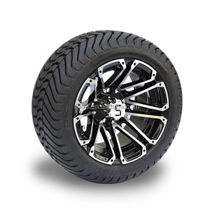 Pneus de rue DOT 12 "noirs/usinés sur 215/35 à 12 pouces, pour les voiturettes Club Car et EZGo,Yamaha, les pneus et les roues de voiturette de golf combinés - Product Image 1