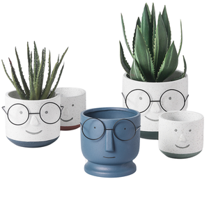 Couverture <span class=keywords><strong>de</strong></span> <span class=keywords><strong>pot</strong></span> <span class=keywords><strong>de</strong></span> <span class=keywords><strong>fleur</strong></span> <span class=keywords><strong>de</strong></span> <span class=keywords><strong>visage</strong></span> <span class=keywords><strong>de</strong></span> dessin animé avec des verres d'art mignons pots en céramique ronds avec des trous pour la maison jardin pots en céramique pour plantes - Product Image 2