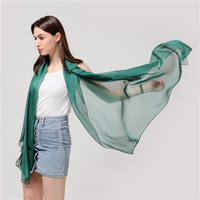 Elégant foulard en mousseline de soie 6 Momme 185*105cm châle multicolore pour la plage ton solide