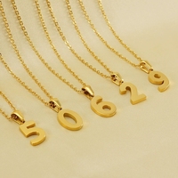 Collar de cadena para clavícula con colgante de número de la suerte, minimalista, clásico, chapado en oro, de acero inoxidable, para mujer