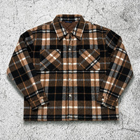 Veste en flanelle matelassée épaisse et chaude en coton 400 GSM pour homme, chemise en flanelle à carreaux décontractée, veste à boutons en polaire pour homme OEM