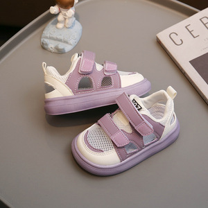 Fashion Summer Baby Walking Style <b>Shoes</b> Outdoor <b>Beach</b> Kids' Sport <b>Shoes</b> Solid Color Non-slip Mesh Artificial Leather flat Sandal - Product Image 3