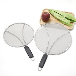 Stainless Steel Frying <b>Pan</b> Oil Mesh Cover Round With Tpr <b>Handle</b> Durable Anti Splatter Shield For Cooking - Product Image 1