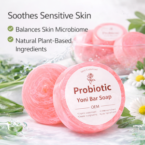 <span class=keywords><strong>Savon</strong></span> de soin féminin probiotique Équilibre le microbiome cutané Ingrédients naturels à base de plantes pour les peaux sèches, sensibles et sujettes à l'acné - Product Image 1
