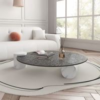 Table basse ronde en marbre classique de luxe moderne avec verre meubles design pour salon usage domestique