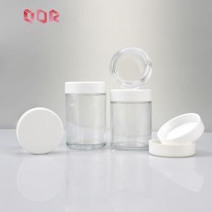 Tarro de almacenamiento de vidrio transparente personalizable de 1oz a 6oz, contenedor de vidrio redondo con tapa de rosca de metal negro, vidrio de alta calidad. - Product Image 1