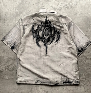 Chemise pour <span class=keywords><strong>homme</strong></span> DIHUI, style Y2K, imprimé <span class=keywords><strong>tribal</strong></span> peint à la main, effet vieilli, streetwear vintage, manches courtes, boutonnée - Product Image 2