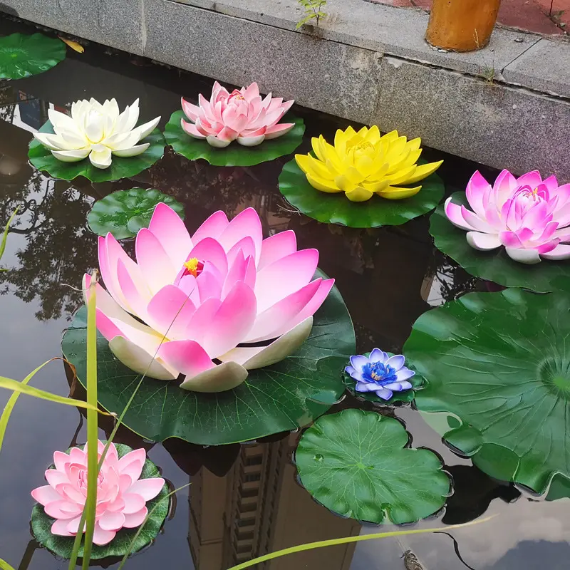 装飾的な浮き花人工蓮の花浮き泡蓮の葉池の装飾