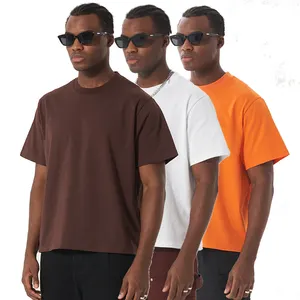 Fashion slightly cropped men's t-shirt blank oversized tshirt custom boxy fit t shirt for men