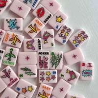 Ensemble de Mahjong Américain Rose de Luxe Moderne, 160 Tuiles, Design Rétro Pop Art, Jeu Complet, Divertissement, Cadeau pour Soirée Jeux