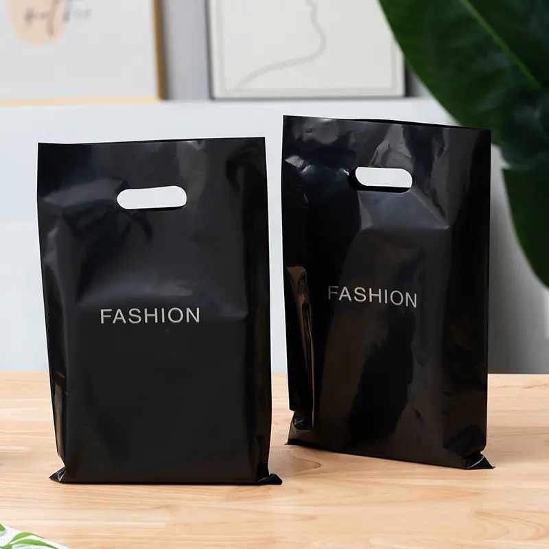 Luxury shopping bags custom plastic flat mouth shopping bag for shopping with logo
